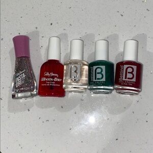 Bettina Nail Polish Collection Bundle - Red, Green, Clear and Sparkle Confetti